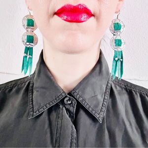 Handcrafted Turquoise Small Genuine Leather Western Silver Concho Earrings